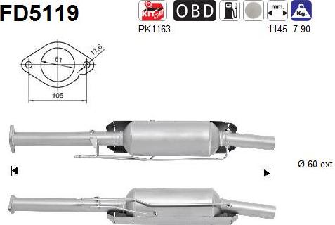 AS FD5119 - Filtro antiparticolato / particellare, Impianto gas scarico autozon.pro