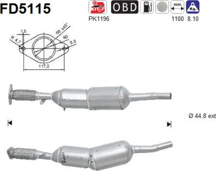 AS FD5115 - Filtro antiparticolato / particellare, Impianto gas scarico autozon.pro