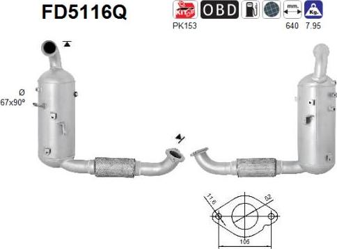 AS FD5116Q - Filtro antiparticolato / particellare, Impianto gas scarico autozon.pro