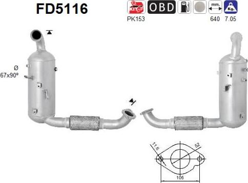 AS FD5116 - Filtro antiparticolato / particellare, Impianto gas scarico autozon.pro