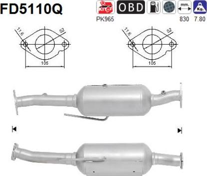 AS FD5110Q - Filtro antiparticolato / particellare, Impianto gas scarico autozon.pro