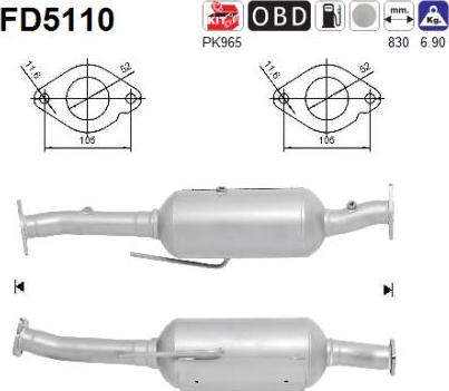 AS FD5110 - Filtro antiparticolato / particellare, Impianto gas scarico autozon.pro