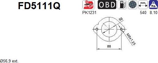 AS FD5111Q - Filtro antiparticolato / particellare, Impianto gas scarico autozon.pro