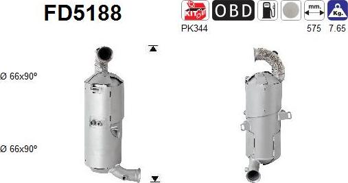 AS FD5188 - Filtro antiparticolato / particellare, Impianto gas scarico autozon.pro