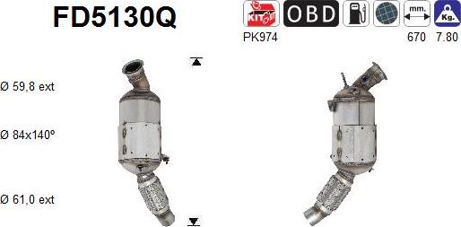 AS FD5130Q - Filtro antiparticolato / particellare, Impianto gas scarico autozon.pro