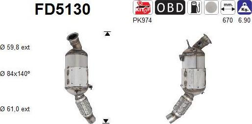 AS FD5130 - Filtro antiparticolato / particellare, Impianto gas scarico autozon.pro