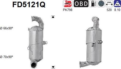 AS FD5121Q - Filtro antiparticolato / particellare, Impianto gas scarico autozon.pro