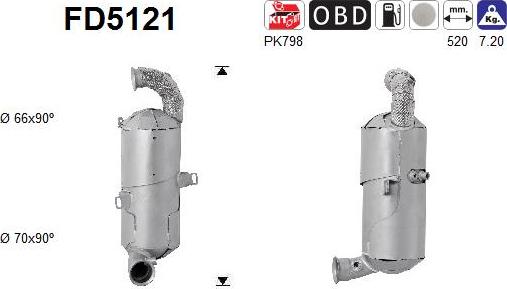 AS FD5121 - Filtro antiparticolato / particellare, Impianto gas scarico autozon.pro