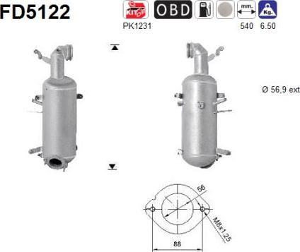 AS FD5122 - Filtro antiparticolato / particellare, Impianto gas scarico autozon.pro