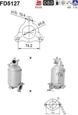 AS FD5127 - Filtro antiparticolato / particellare, Impianto gas scarico autozon.pro