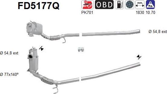 AS FD5177Q - Filtro antiparticolato / particellare, Impianto gas scarico autozon.pro