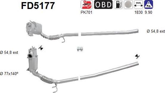 AS FD5177 - Filtro antiparticolato / particellare, Impianto gas scarico autozon.pro