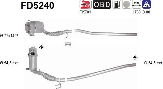 AS FD5240 - Filtro antiparticolato / particellare, Impianto gas scarico autozon.pro