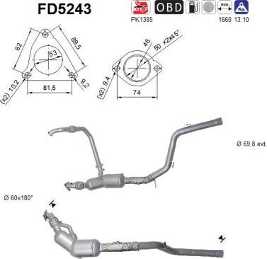 AS FD5243 - Filtro antiparticolato / particellare, Impianto gas scarico autozon.pro