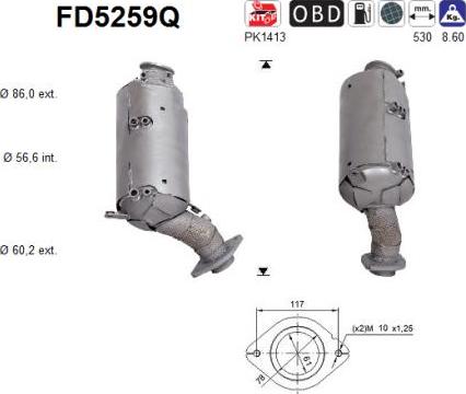 AS FD5259Q - Filtro antiparticolato / particellare, Impianto gas scarico autozon.pro