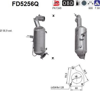 AS FD5256Q - Filtro antiparticolato / particellare, Impianto gas scarico autozon.pro