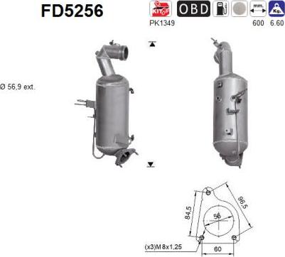 AS FD5256 - Filtro antiparticolato / particellare, Impianto gas scarico autozon.pro