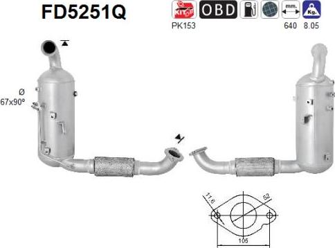 AS FD5251Q - Filtro antiparticolato / particellare, Impianto gas scarico autozon.pro