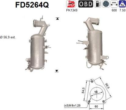 AS FD5264Q - Filtro antiparticolato / particellare, Impianto gas scarico autozon.pro