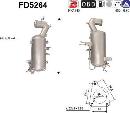 AS FD5264 - Filtro antiparticolato / particellare, Impianto gas scarico autozon.pro