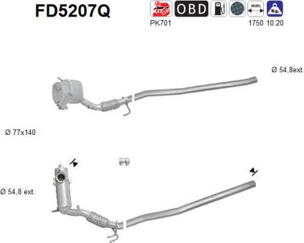 AS FD5207Q - Filtro antiparticolato / particellare, Impianto gas scarico autozon.pro