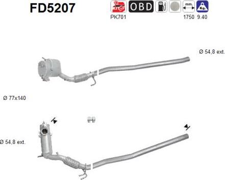 AS FD5207 - Filtro antiparticolato / particellare, Impianto gas scarico autozon.pro