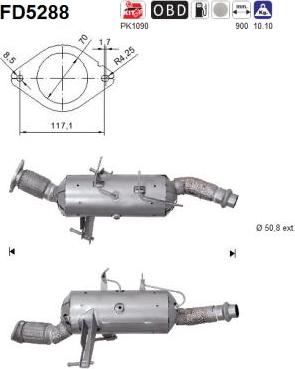 AS FD5288 - Filtro antiparticolato / particellare, Impianto gas scarico autozon.pro