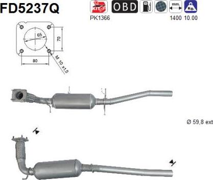 AS FD5237Q - Filtro antiparticolato / particellare, Impianto gas scarico autozon.pro