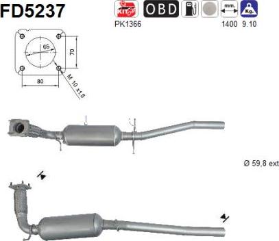 AS FD5237 - Filtro antiparticolato / particellare, Impianto gas scarico autozon.pro