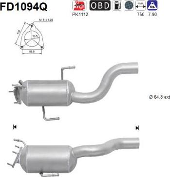 AS FD1094Q - Filtro antiparticolato / particellare, Impianto gas scarico autozon.pro