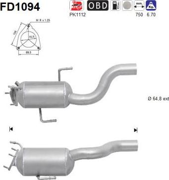 AS FD1094 - Filtro antiparticolato / particellare, Impianto gas scarico autozon.pro