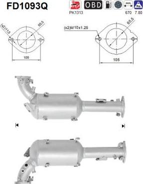 AS FD1093Q - Filtro antiparticolato / particellare, Impianto gas scarico autozon.pro