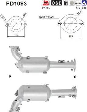 AS FD1093 - Filtro antiparticolato / particellare, Impianto gas scarico autozon.pro