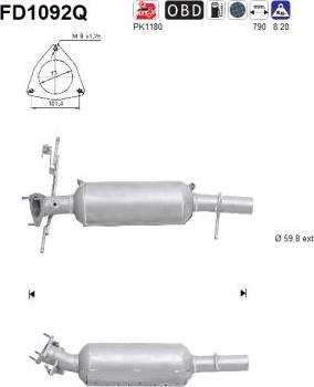 AS FD1092Q - Filtro antiparticolato / particellare, Impianto gas scarico autozon.pro