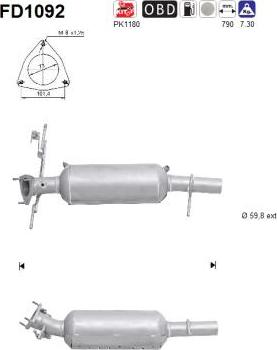 AS FD1092 - Filtro antiparticolato / particellare, Impianto gas scarico autozon.pro