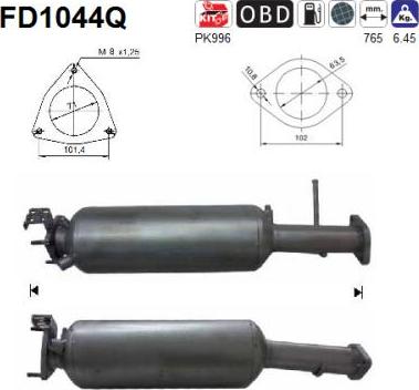 AS FD1044Q - Filtro antiparticolato / particellare, Impianto gas scarico autozon.pro