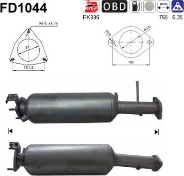 AS FD1044 - Filtro antiparticolato / particellare, Impianto gas scarico autozon.pro