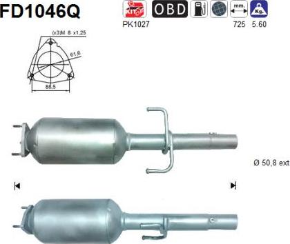 AS FD1046Q - Filtro antiparticolato / particellare, Impianto gas scarico autozon.pro