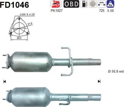 AS FD1046 - Filtro antiparticolato / particellare, Impianto gas scarico autozon.pro