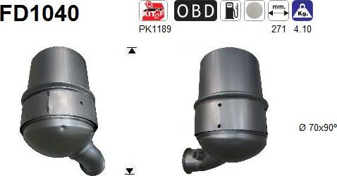 AS FD1040 - Filtro antiparticolato / particellare, Impianto gas scarico autozon.pro