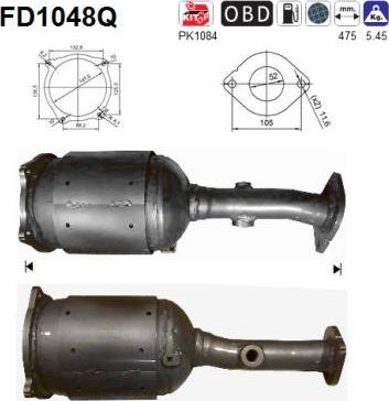 AS FD1048Q - Filtro antiparticolato / particellare, Impianto gas scarico autozon.pro