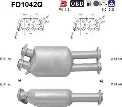 AS FD1042Q - Filtro antiparticolato / particellare, Impianto gas scarico autozon.pro