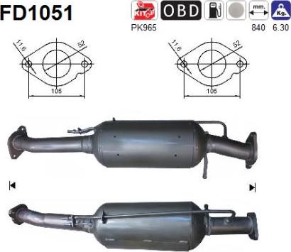 AS FD1051 - Filtro antiparticolato / particellare, Impianto gas scarico autozon.pro