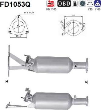 AS FD1053Q - Filtro antiparticolato / particellare, Impianto gas scarico autozon.pro