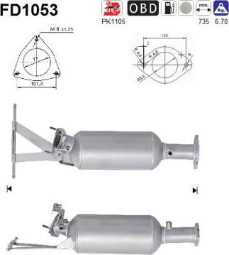 AS FD1053 - Filtro antiparticolato / particellare, Impianto gas scarico autozon.pro