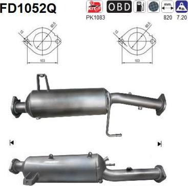 AS FD1052Q - Filtro antiparticolato / particellare, Impianto gas scarico autozon.pro