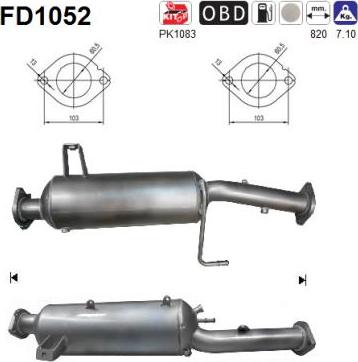 AS FD1052 - Filtro antiparticolato / particellare, Impianto gas scarico autozon.pro