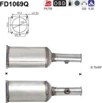 AS FD1069Q - Filtro antiparticolato / particellare, Impianto gas scarico autozon.pro