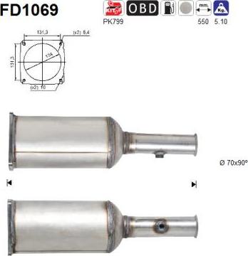 AS FD1069 - Filtro antiparticolato / particellare, Impianto gas scarico autozon.pro