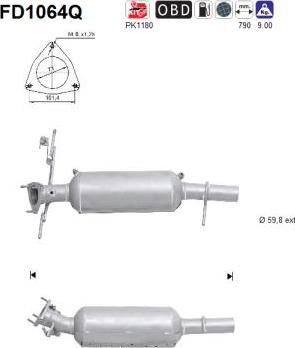 AS FD1064Q - Filtro antiparticolato / particellare, Impianto gas scarico autozon.pro